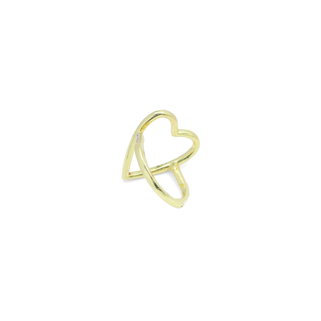 Clear CZ Open Heart Statement Adjustable Ring, Sku#A338