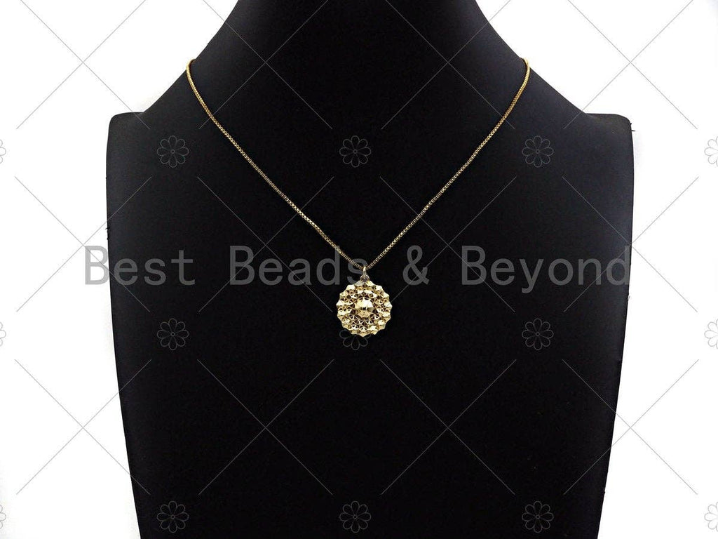 Dainty Gold Round Emblem Shape Charms, Dainty Charms, Gold Pendant, Round Necklace Charms, 20x22mm, Sku#F1324
