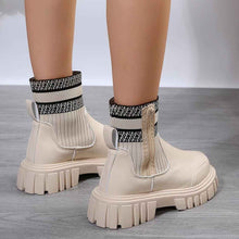 Load image into Gallery viewer, Women's Knitted Mid-Calf Boots | Side Zipper | Non-Slip Rubber Sole | Beige Black Brown
