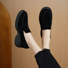 Load image into Gallery viewer, Women's Skull Print Wedge Slip-On Shoes – Round Toe High-Top Platform Loafers