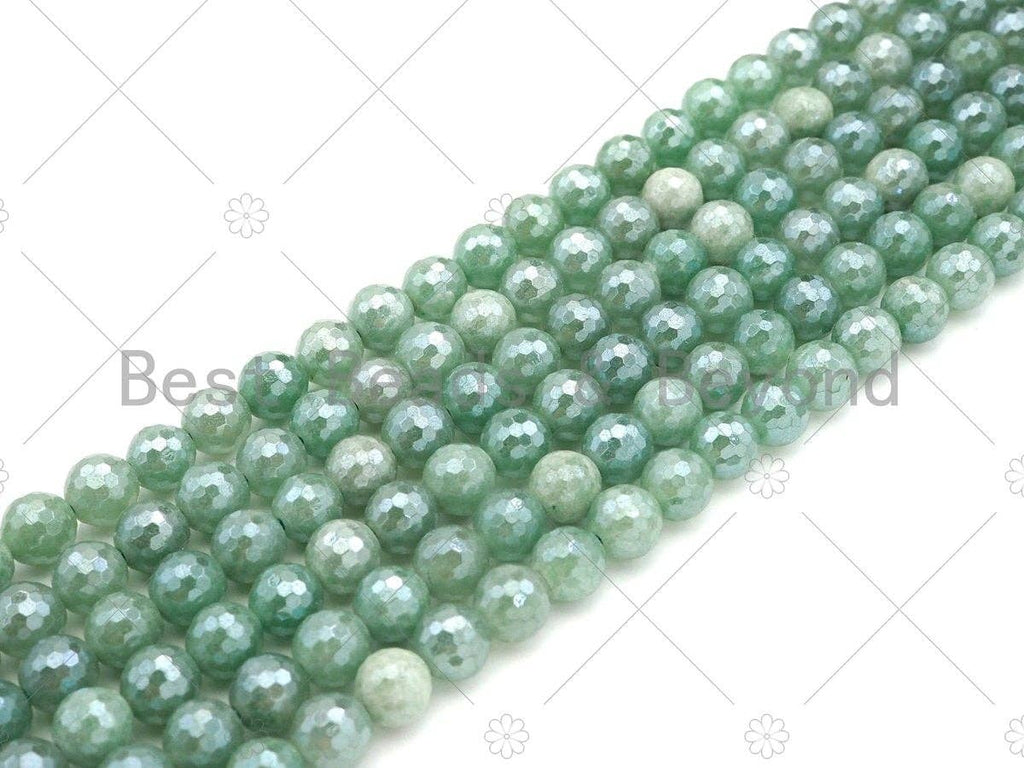 Mystic Plated Faceted Green Aventurine Beads,8mm/10mm Plated Green Aventurine Beads,15.5" Full Strand, SKU#UA211