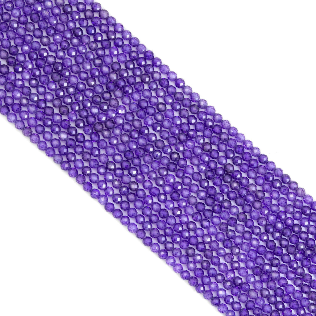 Dark Purple CZ Round Faceted Beads, Sku#U1869