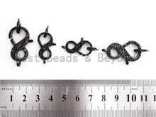 Load image into Gallery viewer, Black CZ Pave On Black Micro Pave Infinity "8" Shape Lobster Claw Clasp, Cubic Zirconia Clasp/Connector/Link, 12x24mm/16x30mm, sku#H110