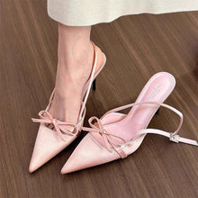 Load image into Gallery viewer, Women's Bow-Detail Pointed-Toe Mid-Heel Sandals - Elegant Casual Footwear