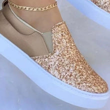 Load image into Gallery viewer, Women's Sequin Platform Slip-On Flats | Sparkle Round Toe Shoes