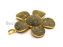 Load image into Gallery viewer, 48x58mm CZ Micro Pave Large Daisy Flower Pendant, Black Cubic Zirconia Pave Mega Floral Pendant in Gold Black Finish,sku#F355