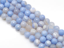 Load image into Gallery viewer, Quanlity Natural Blue Banded Agate Round Faceted Beads, Sku#UA285