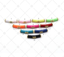 Load image into Gallery viewer, Enamel Colorful Long BarTube with Gold Evil Eye Shape Spacer, 18K Gold Filled CZ Large Hole Tube, Necklace Bracelet Pendant,Sku#LK502