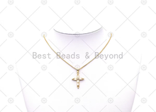 Load image into Gallery viewer, CZ Micro Pave Cross Shape Pendant, 18K Gold Filled Big CZ Cross Charm, Necklace Bracelet Charm Pendant, Sku#LK545