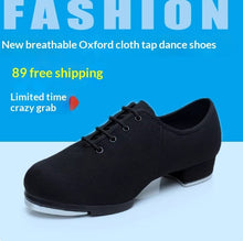 Load image into Gallery viewer, Unisex Tap Dance Shoes - Oxford Fabric with Soft Rubber Soles for Adults &amp; Kids