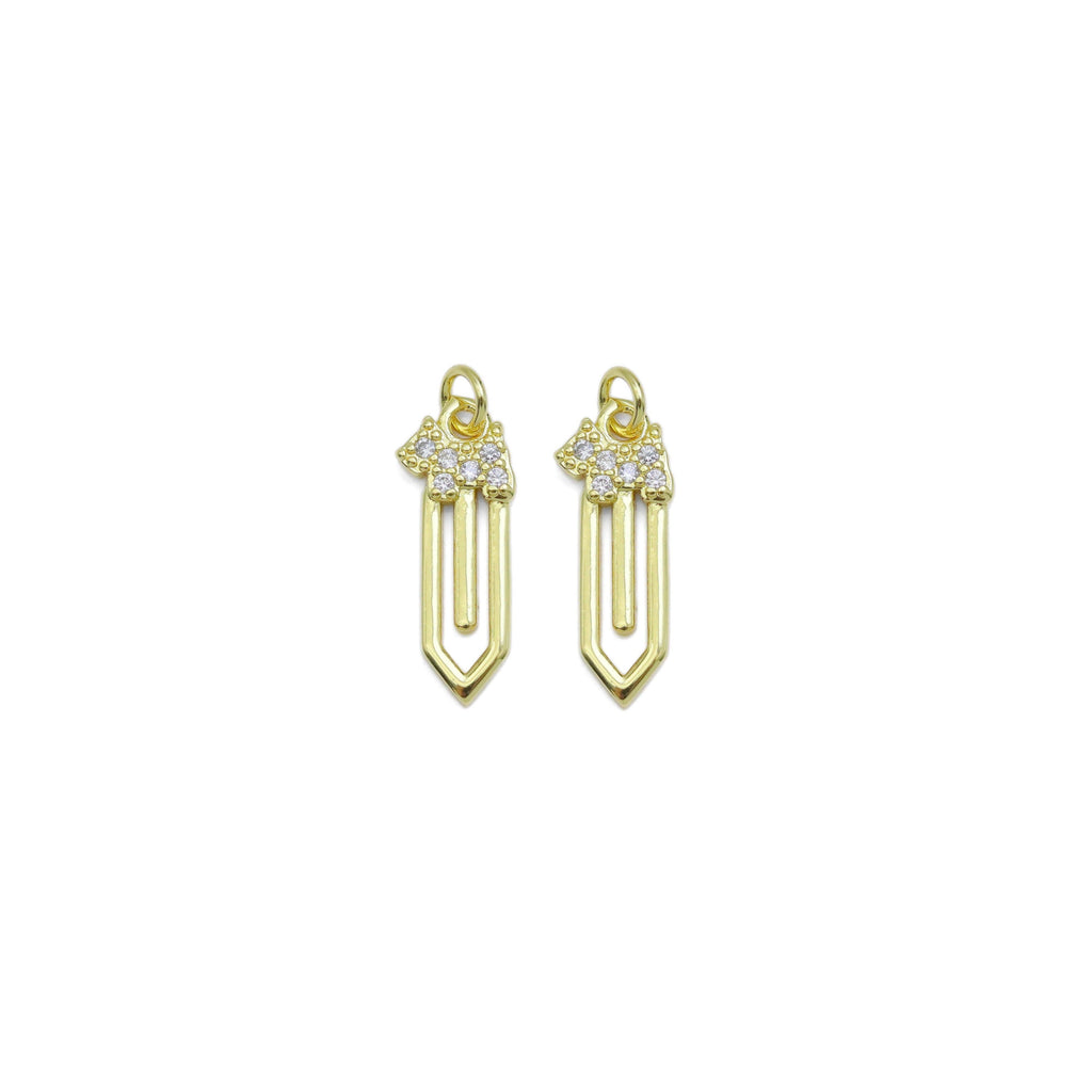 CZ Sword Shape Arrow Gold Charm, Sku#LK936