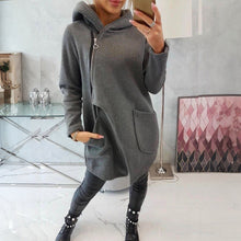 Load image into Gallery viewer, Half-high Neck Side-zip Hoodie With A Hood And Fleece-lined Pockets