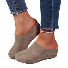 Load image into Gallery viewer, Plus-Size Fleece-Lined Wedge Slippers