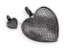 Load image into Gallery viewer, Black CZ Pave On Black Micro Pave Heart Charm, 30mm/10mm, Sku#F366