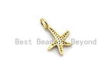 Load image into Gallery viewer, CZ Colorful Micro Pave Starfish Pendant, Starfish ar Shaped Pave Pendant, Gold plated, 13x15mm, Sku#F686