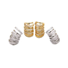 Load image into Gallery viewer, Gold Silver Swirl Huggie Shape Stud Earrings, Sku#B348