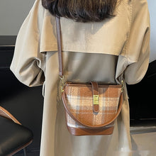 Load image into Gallery viewer, Vintage Plaid Suede Tote Bucket Bag - Korean Style Shoulder Handbag for Women