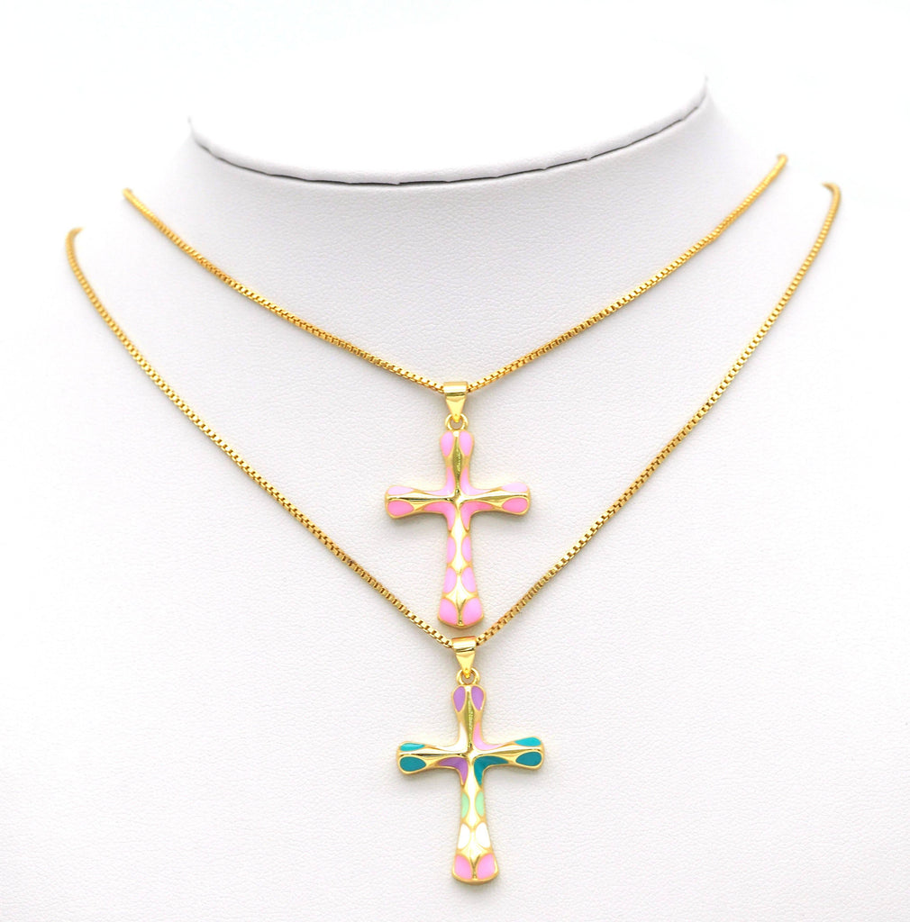 Enamel Cross Pendant, Sku#JL100