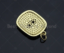 Load image into Gallery viewer, White Enamel Star Moon Evil Eye on Dog Tag Pendant,CZ Micro Pave pendant,Enamel pendant,Enamel Jewelry, 16x22mm,sku#LD05