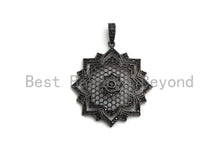 Load image into Gallery viewer, Large CZ Micro Pave Dual Color flower Star Burst Pendant, Cubic Zirconia Rose Gold/Silver/Black Focal Pendant, 36x39mm,sku#F634