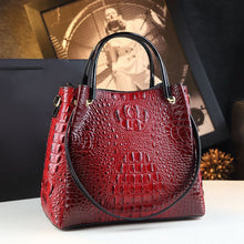 Load image into Gallery viewer, Crocodile-Print Women's Shoulder Bag - Textured PU Leather Handbag with Metal Accents