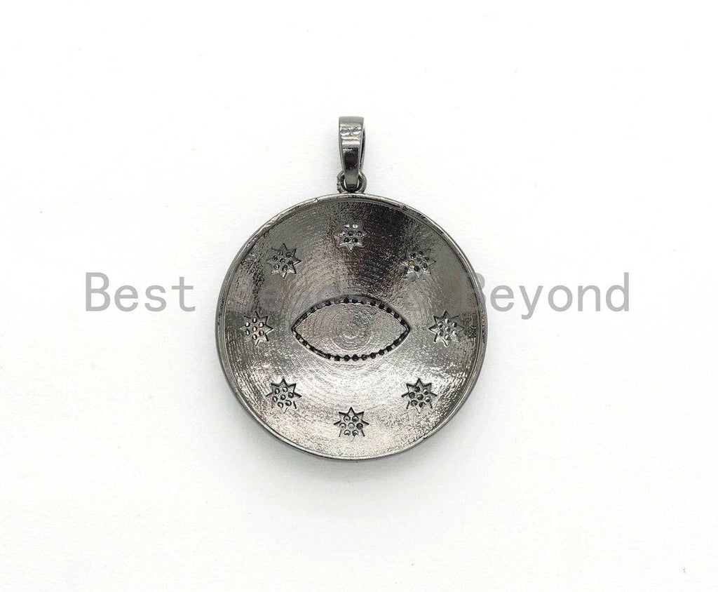 NEW Enamel Evil eye with Star Pendant,CZ Micro Pave Oil Drop Evil Eye Pendant,Blue/White/Black/Red/Yellow Enamel Jewelry,34x37mm,sku#F609