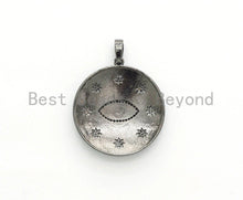 Load image into Gallery viewer, NEW Enamel Evil eye with Star Pendant,CZ Micro Pave Oil Drop Evil Eye Pendant,Blue/White/Black/Red/Yellow Enamel Jewelry,34x37mm,sku#F609
