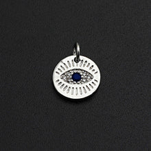 Load image into Gallery viewer, CZ Micro Pave Round Evil Eye on Disc Pendant/Charm, Z463