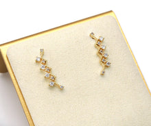 Load image into Gallery viewer, Gold CZ Ear Climber Earrings, Wave Earrings, Sku#B226