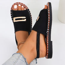 Load image into Gallery viewer, Women's Comfortable Fabric Strap Flat Sandals with Elastic Band - Round Toe Casual Shoes