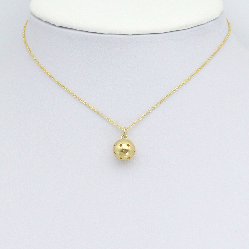 Gold Hollow Out Round Ball Shape Charm Pendant, Sku#LK1110