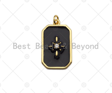 Load image into Gallery viewer, CZ Enamel White Black Turquoise Star on Rectangle Shape Pendant, Enamel Dog Tag pendant, Enamel Jewelry, 16x25mm,sku#LK139