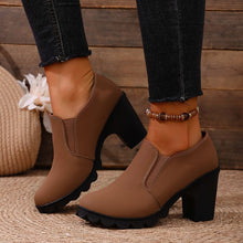 Load image into Gallery viewer, Women's Chunky Heel Mid-Calf Boots - Round Toe Suede Shoes with Rubber Sole
