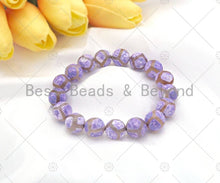 Load image into Gallery viewer, Natural Purple Tibetan Agate Stretchy Bracelet, sku#U1124