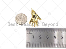 Load image into Gallery viewer, Evil Eye on Hand Shape Pendant/Charm, Lucky eye Enamel Jewel Hand Pendant, Gold Tone, 18x27mm,Sku#LK05