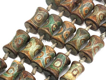 Load image into Gallery viewer, 1pc/12pc Etched Tibetan agate Spool Beads, Dzi Agate Beads,