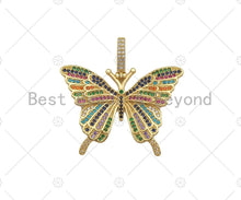 Load image into Gallery viewer, Colorful CZ Micro Pave Butterfly Shape Pendant/Charm,Cubic Zirconia Charm, Necklace Bracelet Charm Pendant,42x31mm, Sku#LD34