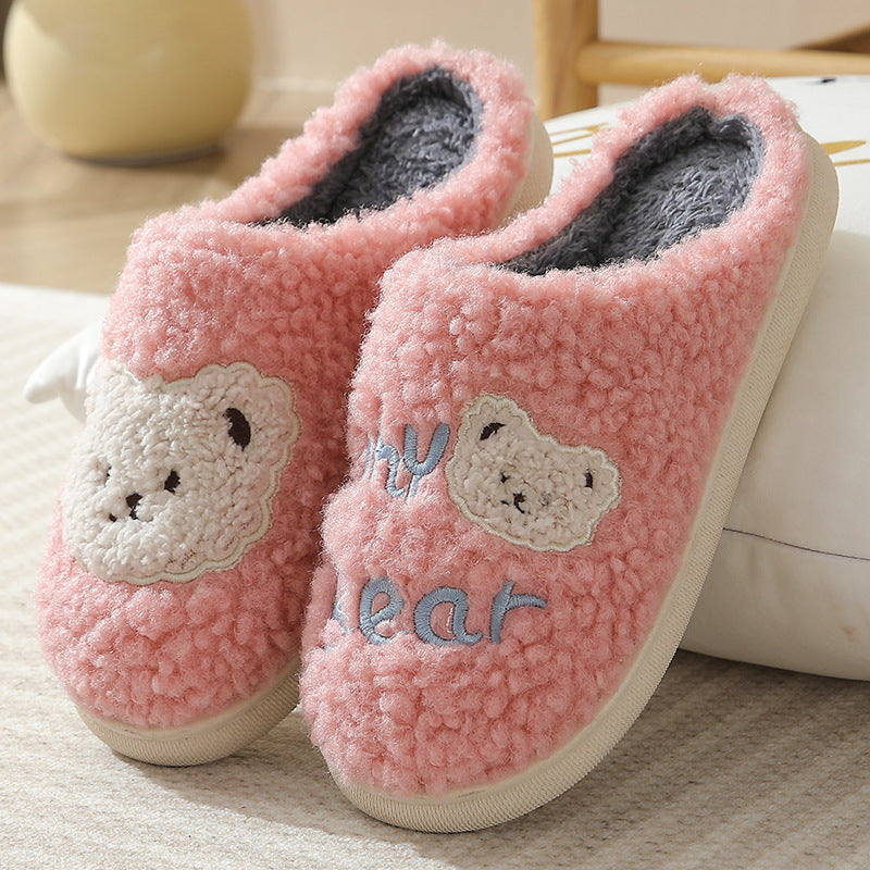 Unisex Bear Plush House Slippers | Anti-Slip Warm Indoor Shoes