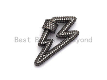 Load image into Gallery viewer, Fully CZ Micro pave Lightning Bolt Clasp, CZ Pave Lock, Gold/Silver/Rose Gold/Gunmetal Carabiner Clasp, 19x31mm, sku#H151
