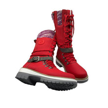 Load image into Gallery viewer, Women's Round-Toe Square-Heel Buckle Boots | Knit-Mesh Dr Martens-Style Ankle Boots