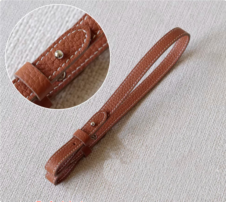 Genuine Leather Bag Strap Replacement – Adjustable Spaghetti Shoulder Strap with Gold & Silver Stud Detail