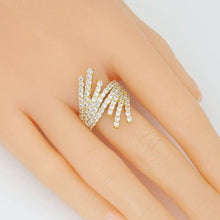 Load image into Gallery viewer, Gold Silver Clear CZ Radical Lines Adjustable Ring, Sku#A391