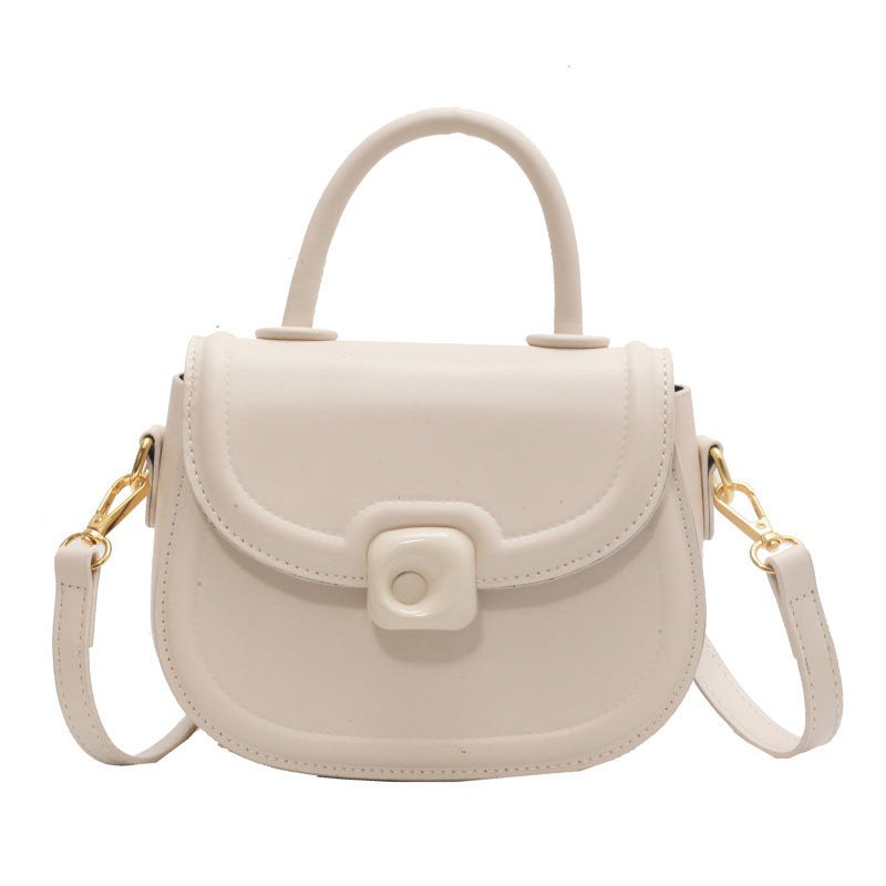 Women's Round Crossbody Bag - PU Leather Shoulder Bag with Adjustable Strap