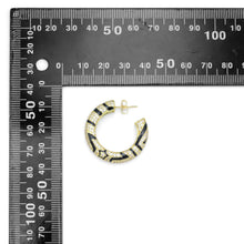 Load image into Gallery viewer, Gold Silver Black Enamel Print Hoop Earrings, Sku#A367