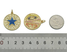 Load image into Gallery viewer, Gold Colorful Enamel Star Love Coin Charm, Sku#LX169