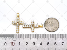 Load image into Gallery viewer, CZ Micro Pave Cross Shape Pendant, 18K Gold Filled Big CZ Cross Charm, Necklace Bracelet Charm Pendant, Sku#LK550