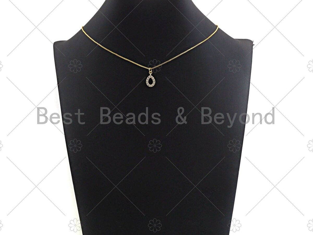 Dainty Clear CZ Micro Pave Teardrop Shape Pendant, Waterdrop Pave Pendant, 9x16mm, Sku#LK30