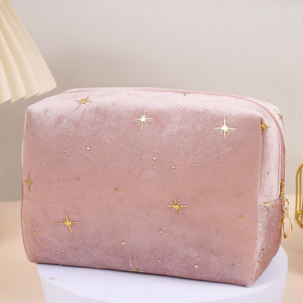 Velvet Cosmetic Bag - Portable Makeup Storage Organizer with Zipper