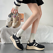 Load image into Gallery viewer, Women's Height-Boosting Lace-Up Sneakers – Synthetic PU Upper, Mesh Lining, Round Toe
