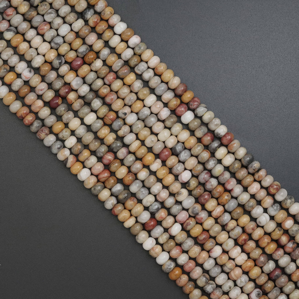 4x6mm Rondelle Smooth Crazy Lace Agate Beads, Sku#U1968